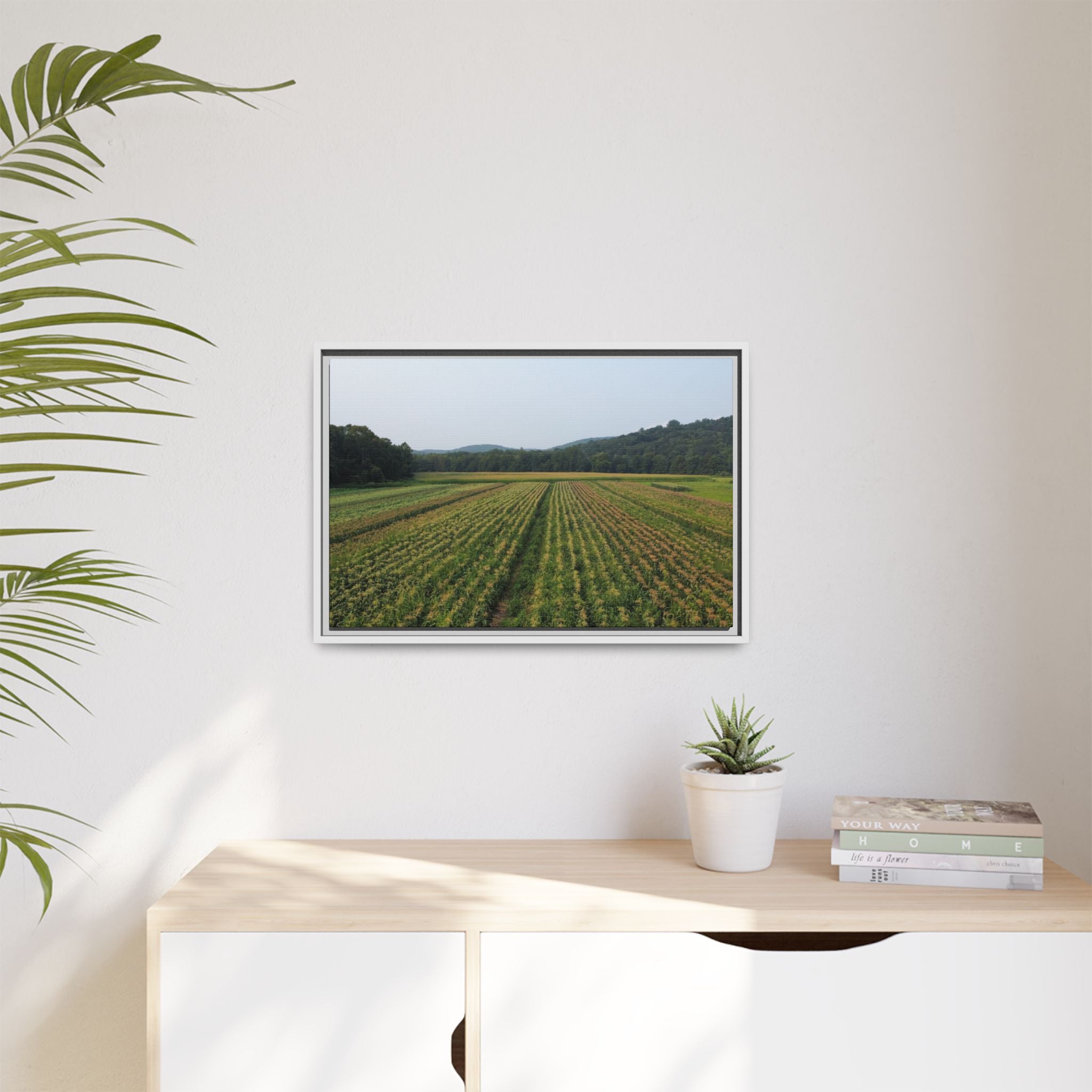 New England Farmland- Matte Canvas Framed Wall Art