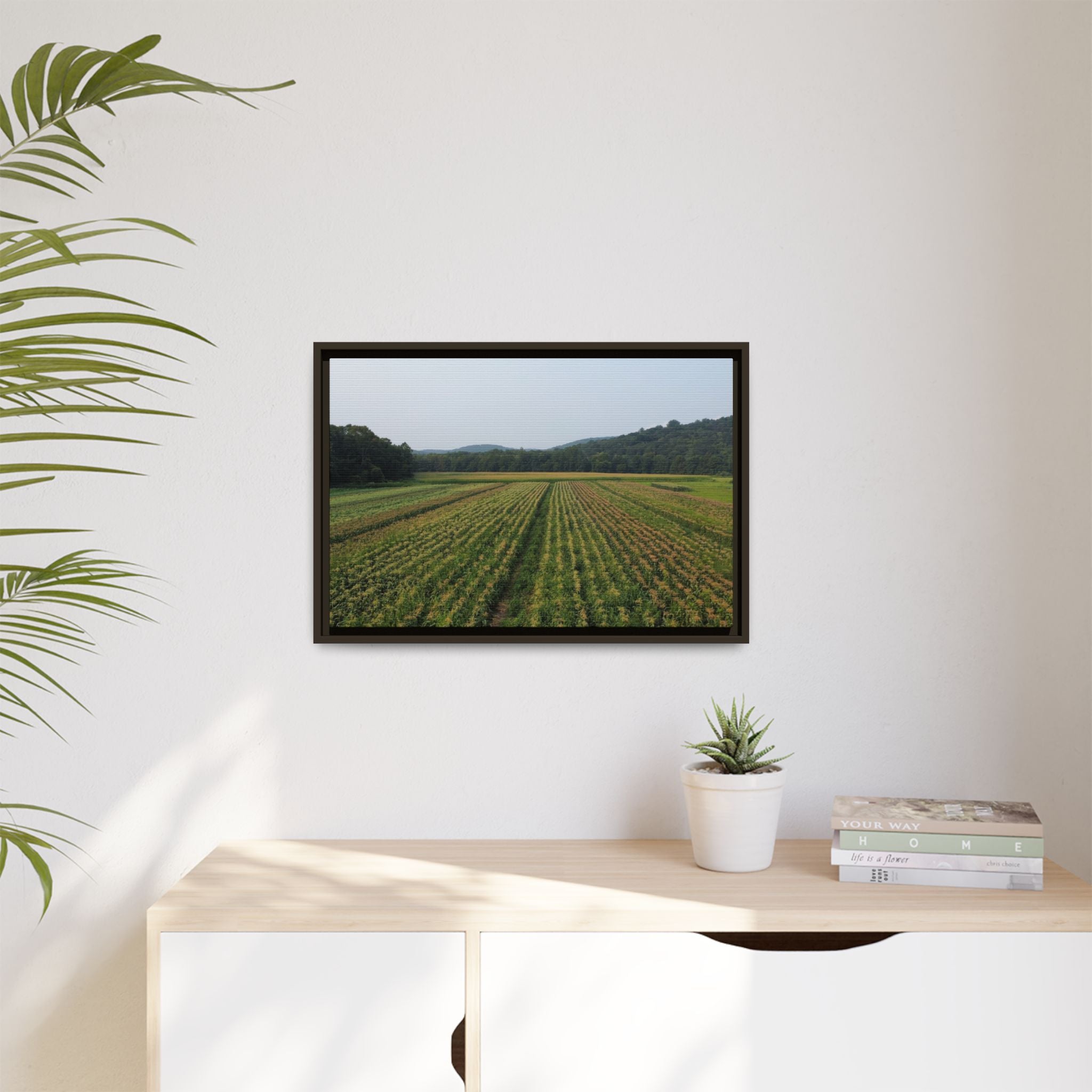 New England Farmland- Matte Canvas Framed Wall Art