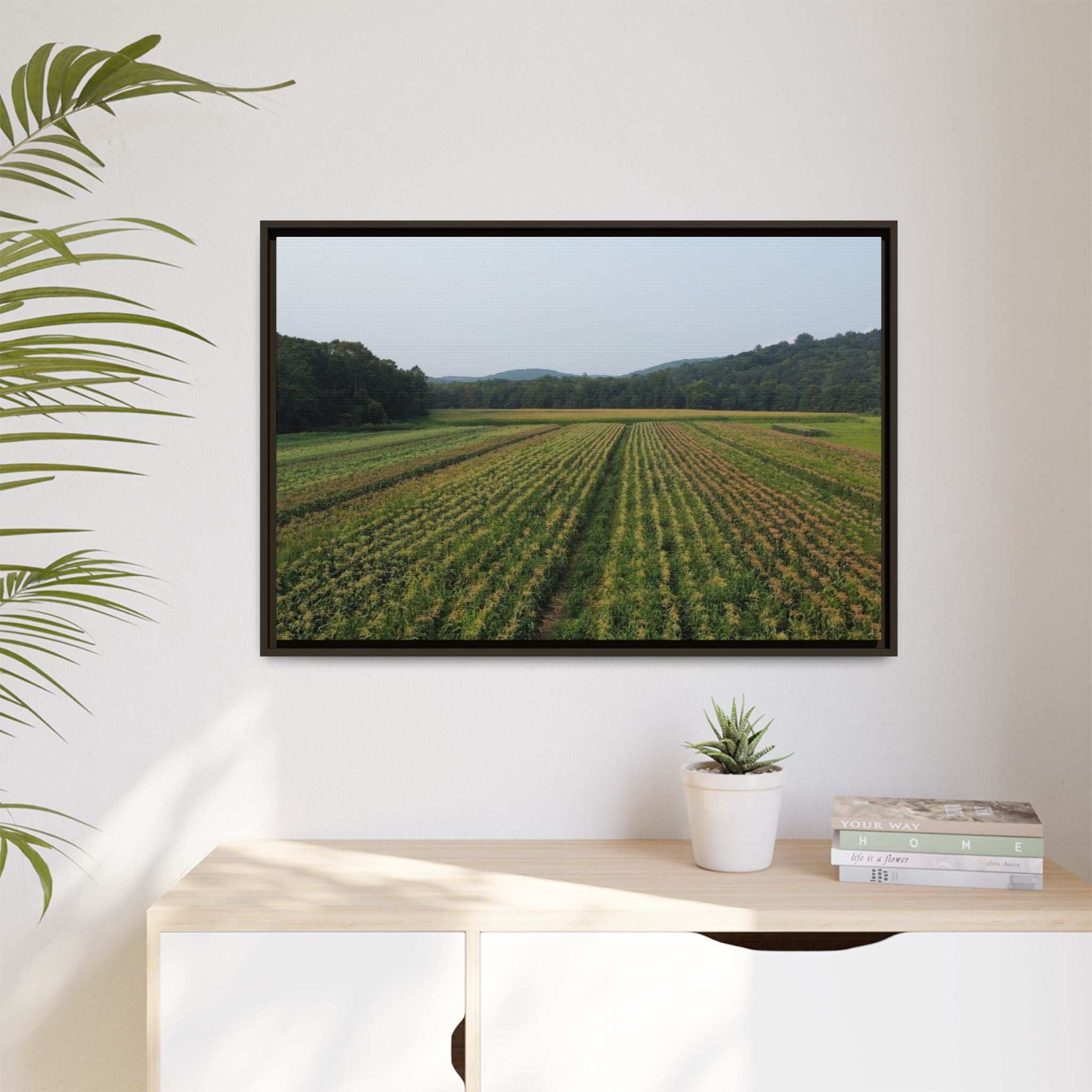 New England Farmland- Matte Canvas Framed Wall Art