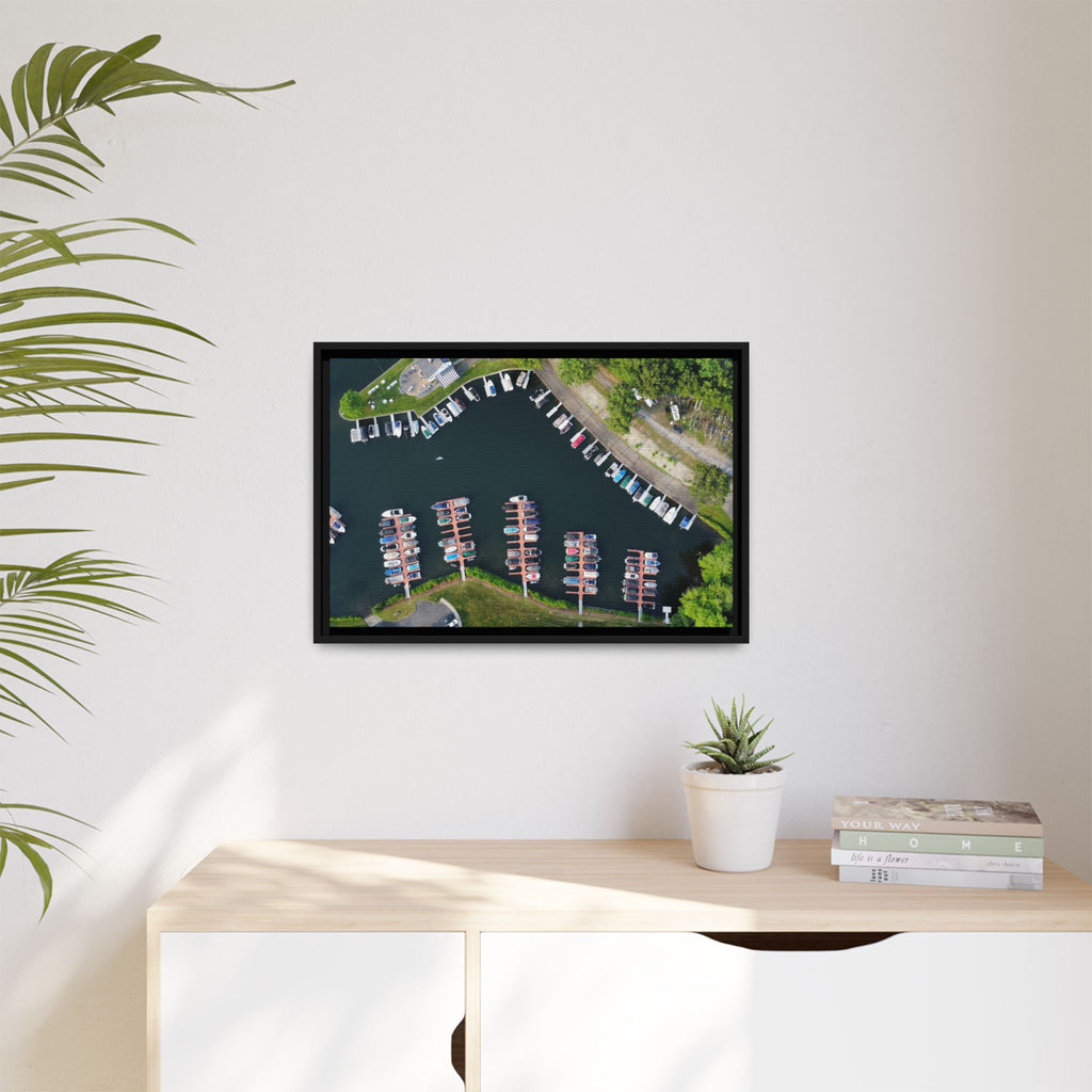 Candlewood Lake Marina Canvas — Framed Matte Wall Art